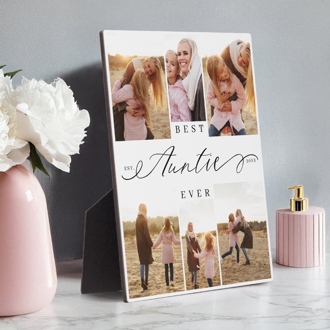 Best Auntie Ever Auntie Script Heart Photo Collage Plaque (Best Auntie Ever Auntie Script Heart Photo Collage Plaque)