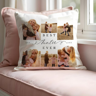 Best Auntie Ever Elegant Script Photo Collage Cushion