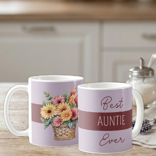 Best auntie ever gerbera flowers burgundy coffee mug