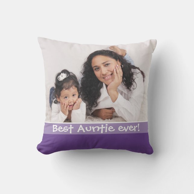 Best Auntie Ever Love You Most 2 Photo Purple Cushion (Front)