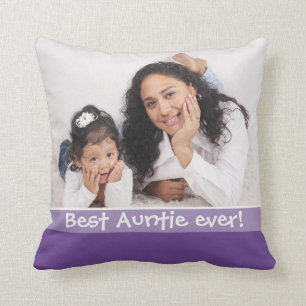 Best Auntie Ever Love You Most 2 Photo Purple Cushion
