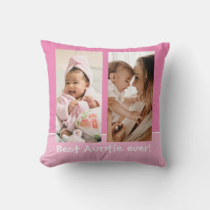 Best Auntie Ever Love You Most Pink 2 Photo Cushion