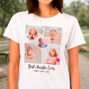 Best Auntie Ever Personalised 5 Photo Collage T-Shirt