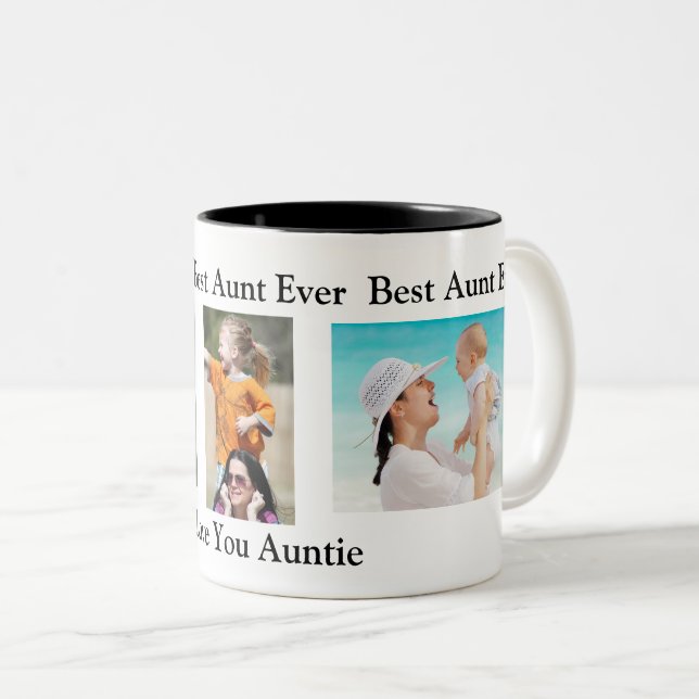 Best Auntie Ever | Personalised Photo Two-Tone Coffee Mug (Front Right)