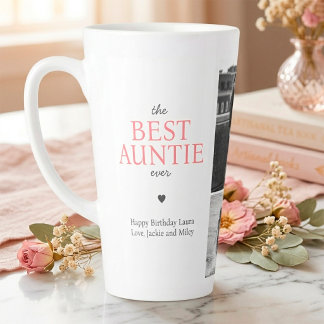Best Auntie Ever Quote Custom Photo Collage Pink Latte Mug