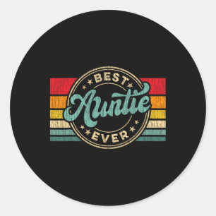 Best Auntie Ever Vintage Retro Mother's Day Gift Classic Round Sticker
