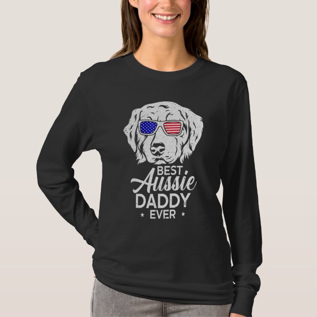 Best Aussie Daddy Ever Australian Shepherd T-Shirt (Front)