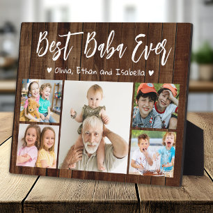 Best Baba Ever 5 Grandkids Photo Collage Wood Plaque