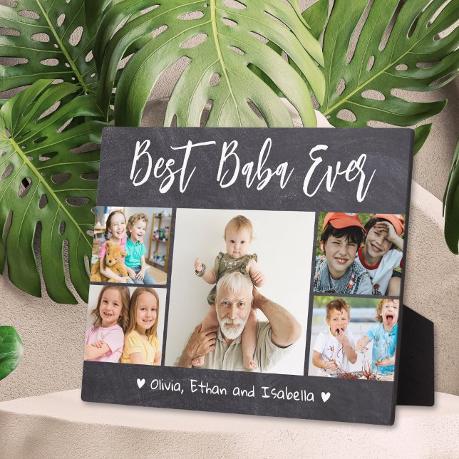 Best Baba Ever Grandkids 5 Photo Chalkboard Plaque (Best Baba Ever Grandkids 5 Photo Chalkboard Plaque)