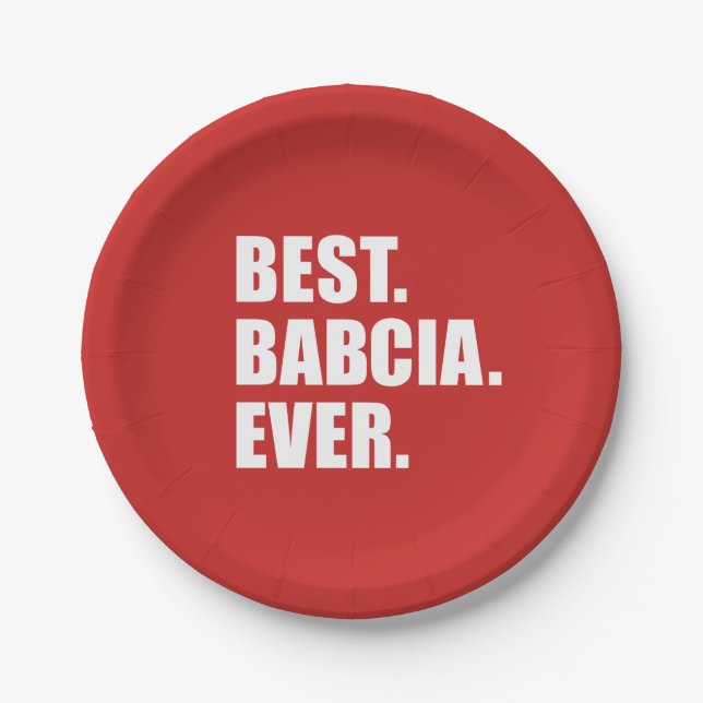 Best Babcia Ever Polish Grandmother Paper Plate (Front)