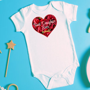 Best Baby Ever Modern Red Heart Mothers Day Bodysuit