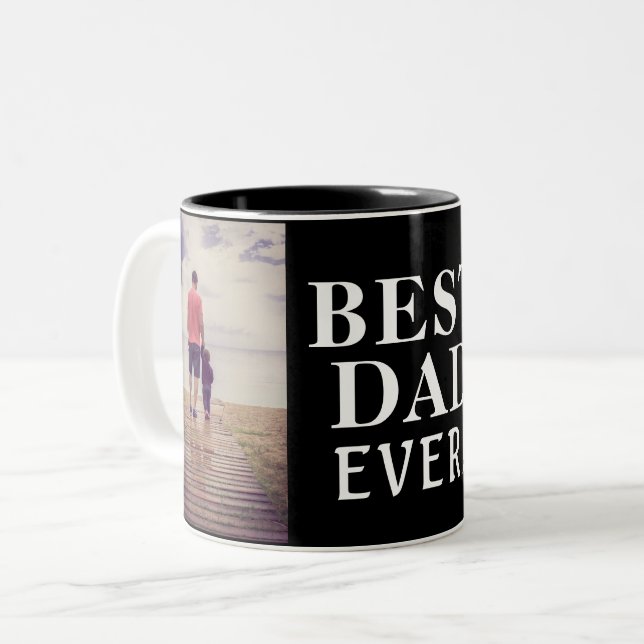 Best Bad Ever Black Father`s Day 2 Photo Collage Two-Tone Coffee Mug (Front Left)