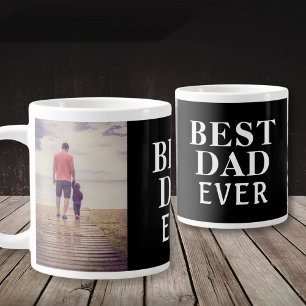 Best Bad Ever Father`s Day 2 Photo Collage Black Large Coffee Mug