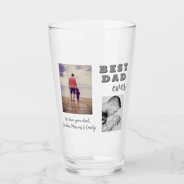 Best Bad Ever Father`s Day 2 Photo Collage Glass (Front)