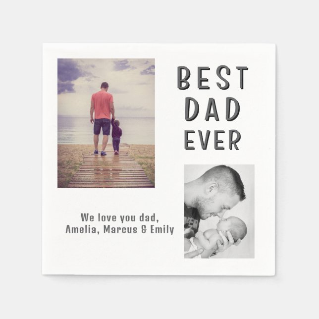 Best Bad Ever Father`s Day 2 Photo Collage Napkin (Front)