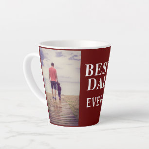 Best Bad Ever Father`s Day 2 Photo Collage Red Latte Mug