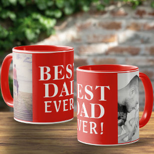 Best Bad Ever Father`s Day 2 Photo Collage Red  Mug