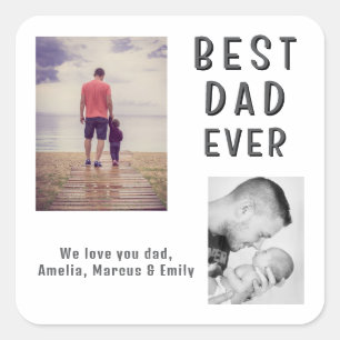 Best Bad Ever Father`s Day 2 Photo Collage Square Sticker