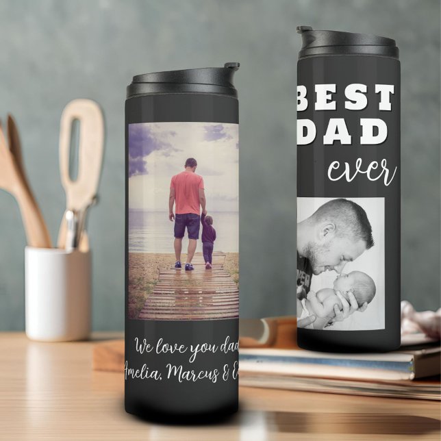 Best Bad Ever Father`s Day 2 Photo Collage Thermal Tumbler (Creator Uploaded)
