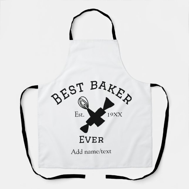 Best baker ever add name text baking est year cook apron (Front)