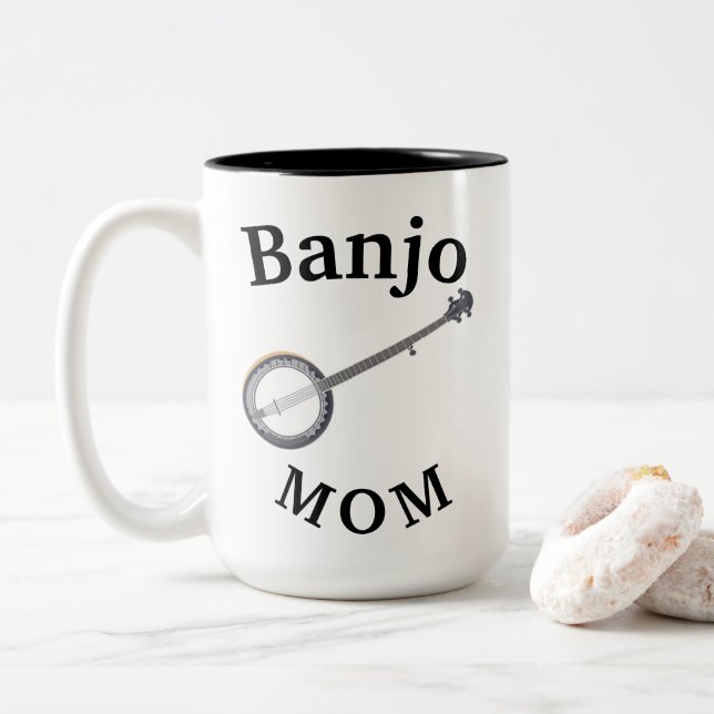 Best "Banjo MOM" Ever! Mother's Day Two-Tone Coffee Mug (With Donut)