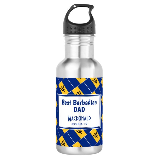 BEST BARBADIAN Barbados Flag Customised 532 Ml Water Bottle (Front)