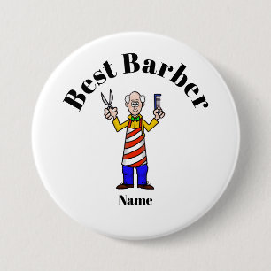 Best Barber Button - Older Barber