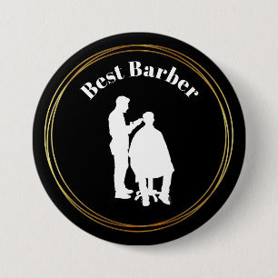 Best Barber Button with Barber Silhouette