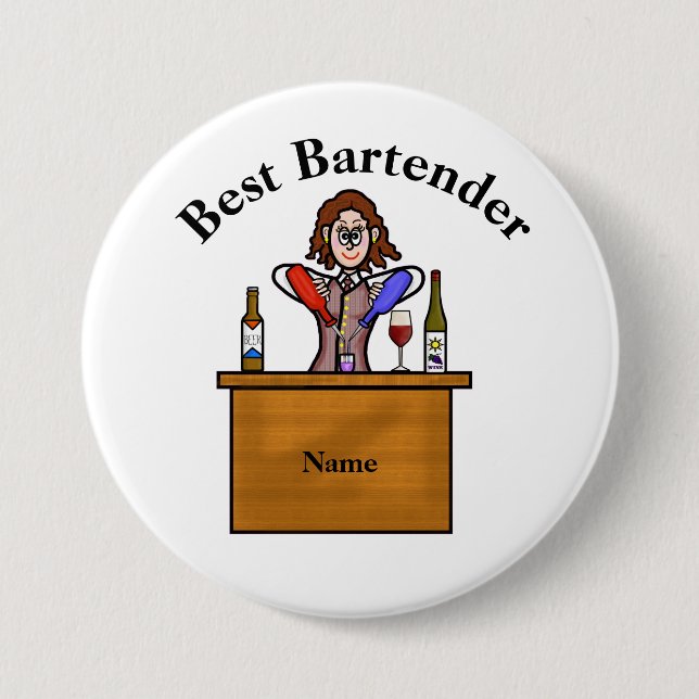 Best Bartender Button - Female Bartender  (Front)