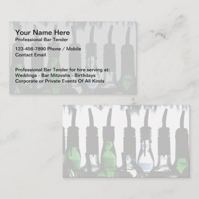 Best Bartender For Hire Business Cards (Front/Back)