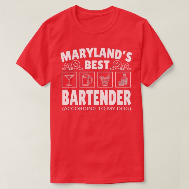 Best Bartender Maryland T-Shirt (Design Front)