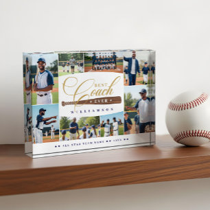 Best Baseball Coach Ever Team Sports Photo Collage Block
