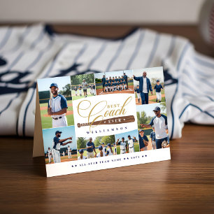 Best Baseball Coach Ever Team Sports Photo Collage Thank You Card