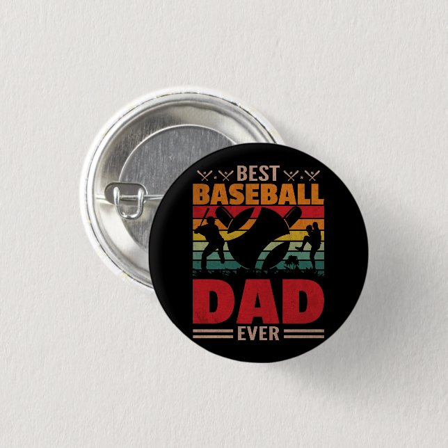 Best Baseball Dad Ever 3 Cm Round Badge (Front & Back)