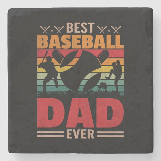 Best Baseball Dad Ever Stone Coaster (Front)