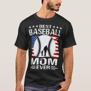 Best Baseball MOM Ever USA Flag T-Shirt
