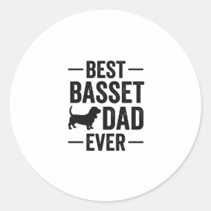 Best Basset Dad Ever Vintage Engraving Dog Shirt D Classic Round Sticker