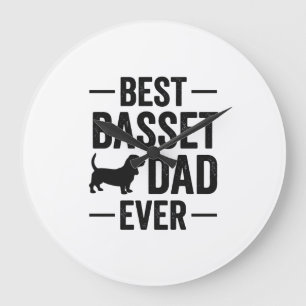 Best Basset Dad Ever Vintage Engraving Dog Shirt D Large Clock