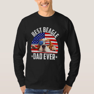 Best Beagle Dad Ever Dog 4th Of July America Flag T-Shirt