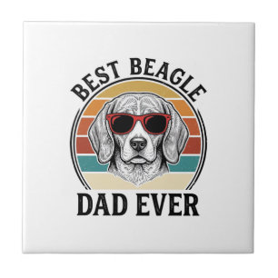 Best Beagle Dad Ever Vintage Beagle Shirt Design_1 Ceramic Tile