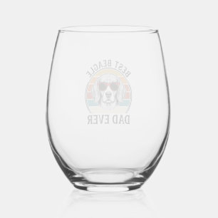 Best Beagle Dad Ever Vintage Beagle Shirt Design_1 Stemless Wine Glass