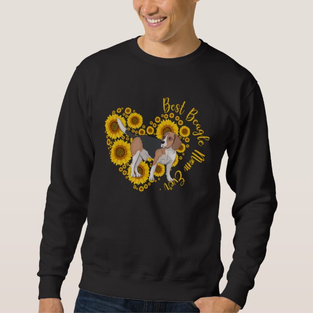 Best Beagle Mom Sunflower Heart  Mother s Day Sweatshirt (Front)