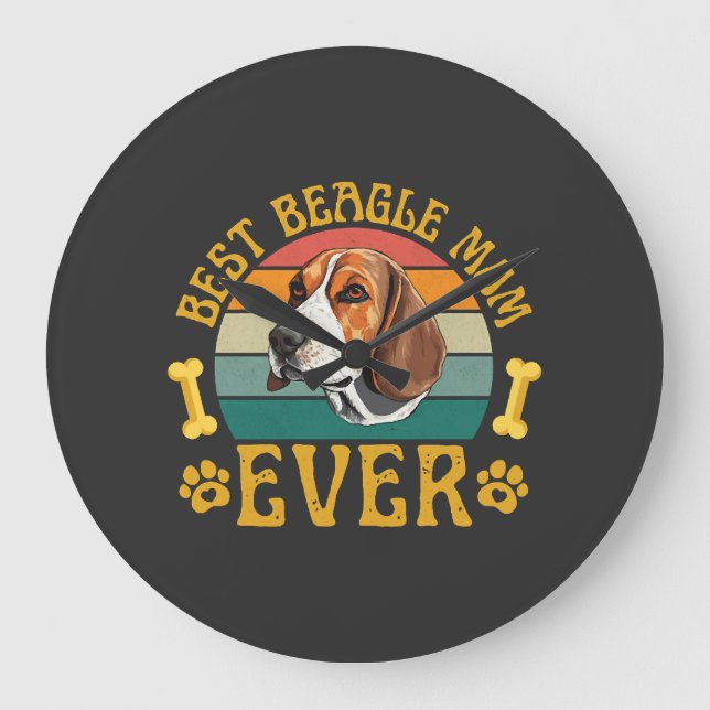 Best Beagle Mum Ever, Funny Beagle Dog Canine Large Clock (Front)