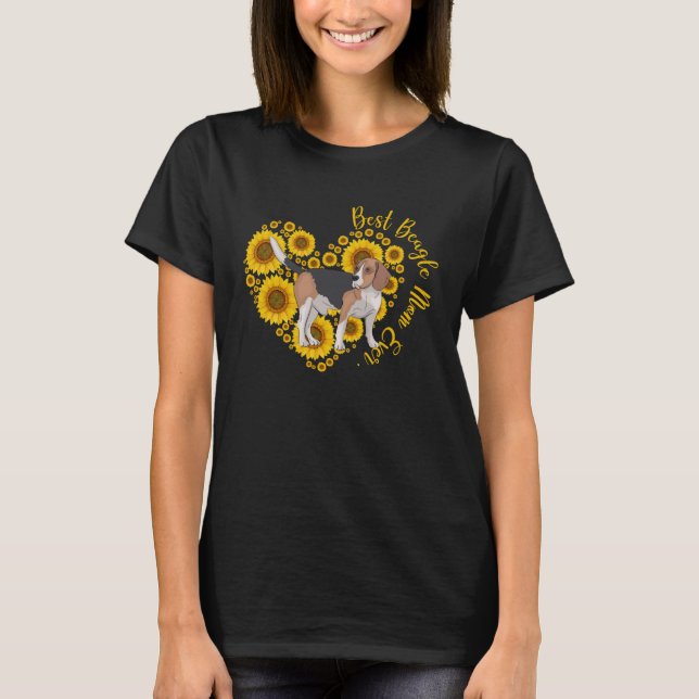 Best Beagle Mum Sunflower Heart  Mother s Day T-Shirt (Front)