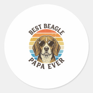 Best Beagle Papa Ever Vintage Dog Dad Shirt Design Classic Round Sticker