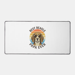 Best Beagle Papa Ever Vintage Dog Dad Shirt Design Desk Mat