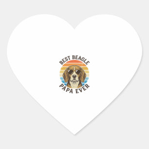 Best Beagle Papa Ever Vintage Dog Dad Shirt Design Heart Sticker