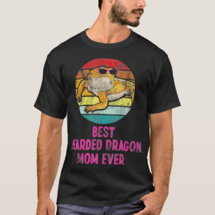 Best Bearded Dragon Mum Ever Retro Vintage Sunset T-Shirt