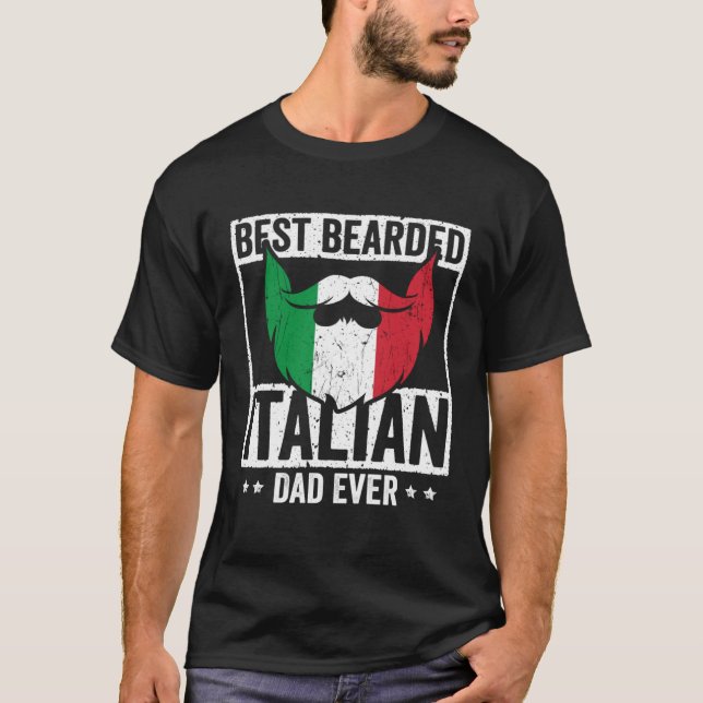 Best Bearded Italian Dad Ever Italian Roots Flag H T-Shirt (Front)