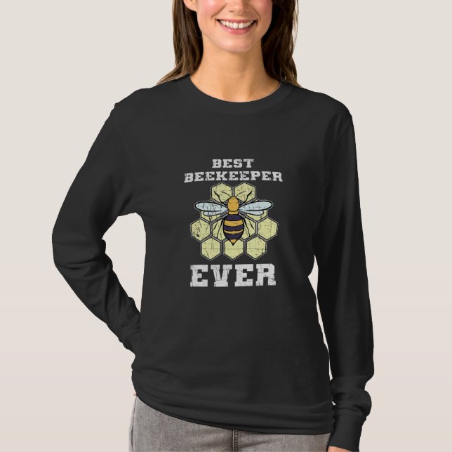 Best Beekeeper Ever Beekeeping Retro Honeycomb Api T-Shirt (Front)